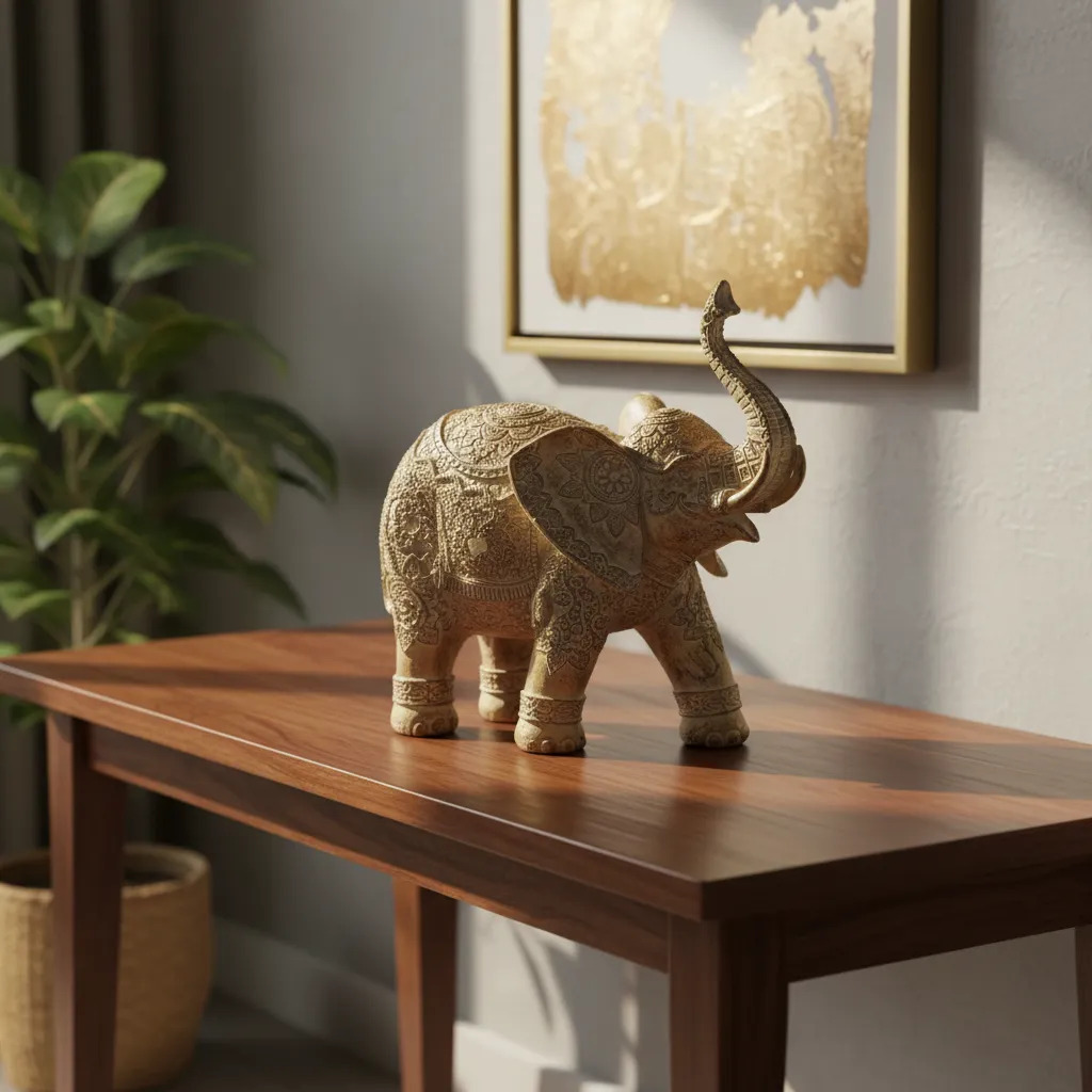 Elefante Sabiduría Longevidad Parado Mandala Gris Deco 27cm - Imagen 4