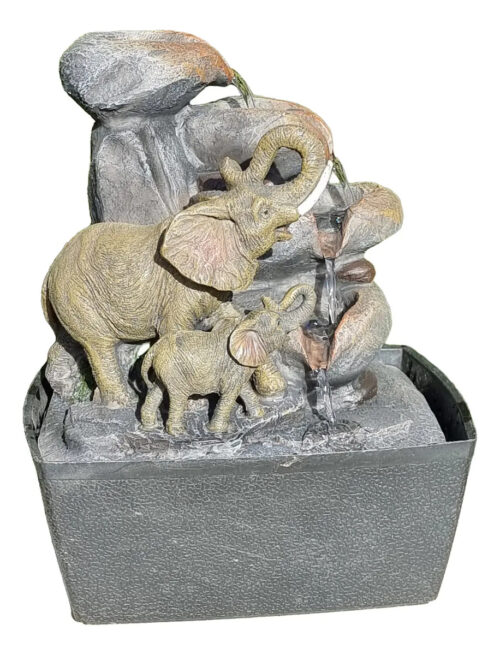 Fuente De Agua Mediana Cascada Elefante Mama E Hijo Oferta!!