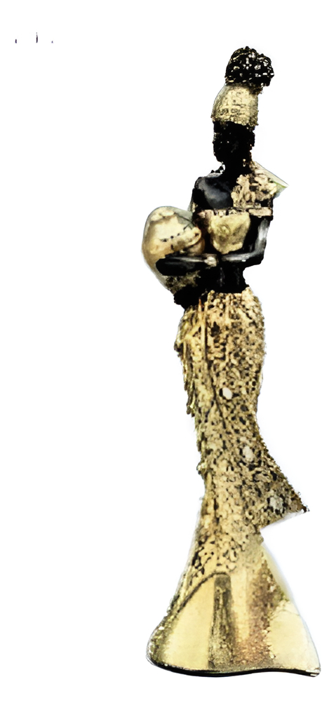 Mujer Africana Con Jarrón Dorado Femenina Arte África - Imagen 2
