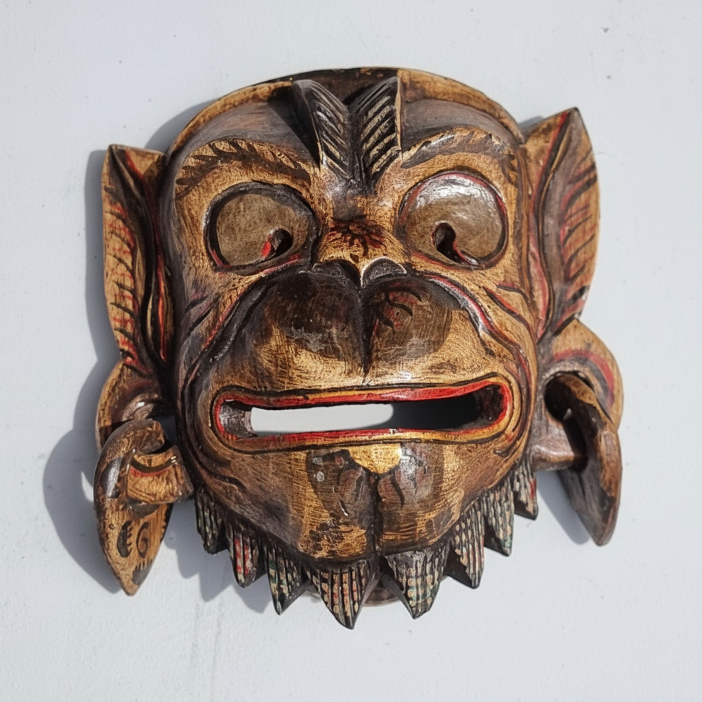 Mascara Rey Mono Madera Bali Hindu Proteccion Energia + 20cm - Imagen 16