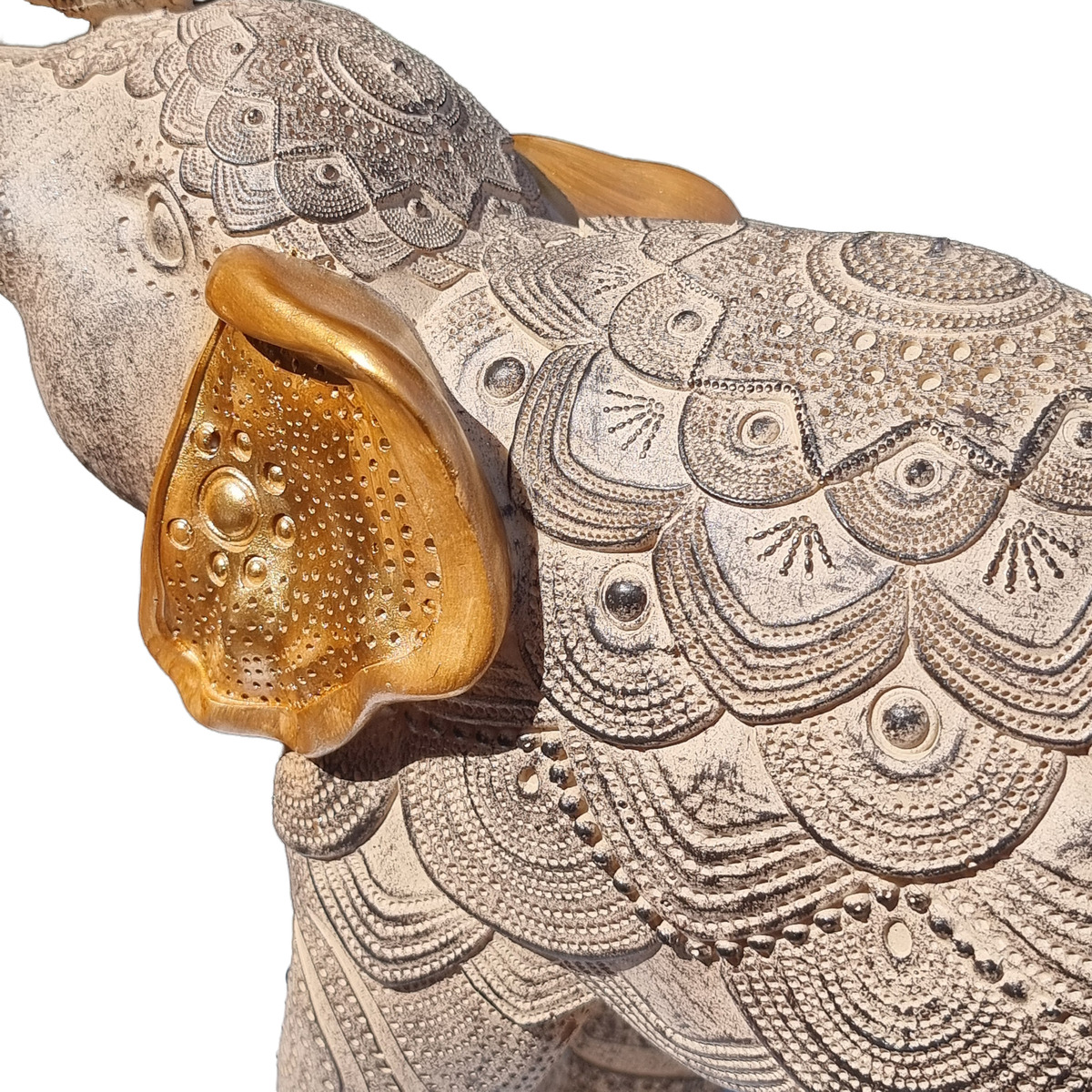 Elefante Sabiduría Longevidad Parado Espejos Gris Deco 28cm - Imagen 3