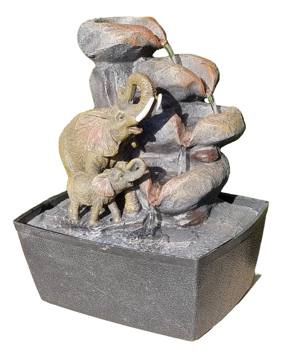 Fuente De Agua Mediana Cascada Elefante Mama E Hijo Oferta!! - Imagen 2
