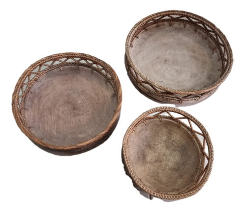 Set De Platos De Madera Teka 21, 24 Y 30cm Bali Centro Mesa
