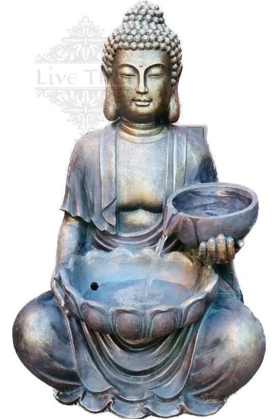 Fuentes De Agua Buda En Loto Deco Moderno Feng Shui 80cm Ct - Imagen 2