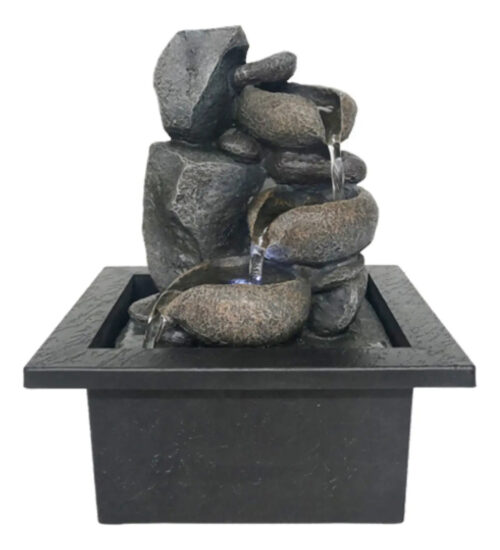 Fuente De Agua Chica Montaña Rocas Cascada Luz Led Oferta