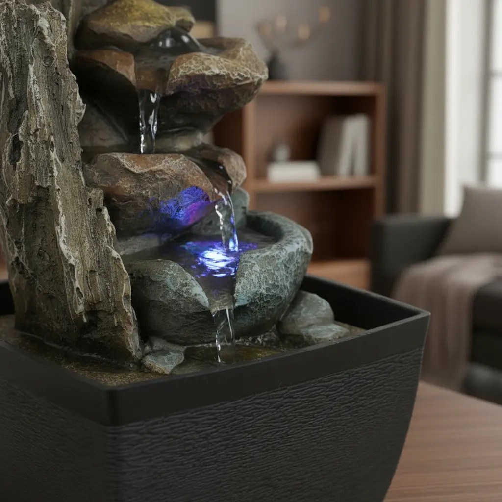 Fuente De Agua Chica Troncos Rocas Cascada Luz Led Oferta - Imagen 10
