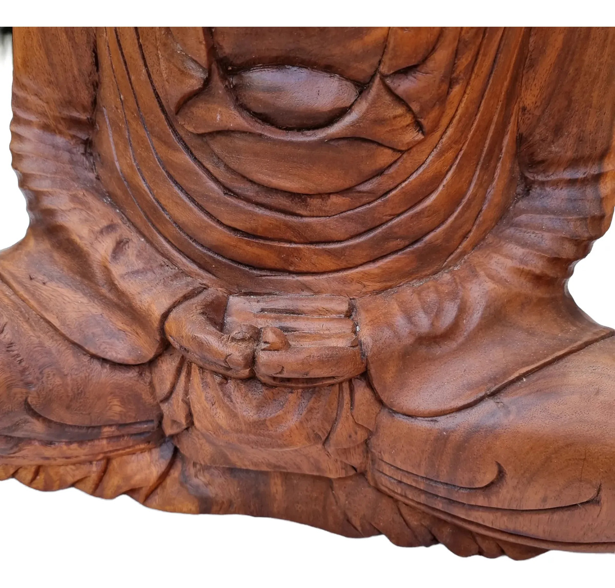 Buda Sentado Meditando Madera Teka Tallado A Mano 50cm - Imagen 6