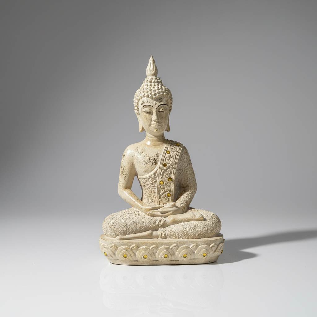 Buda Hindú Meditando En Loto Dorado Y Beige Espejos 30cm - Imagen 11