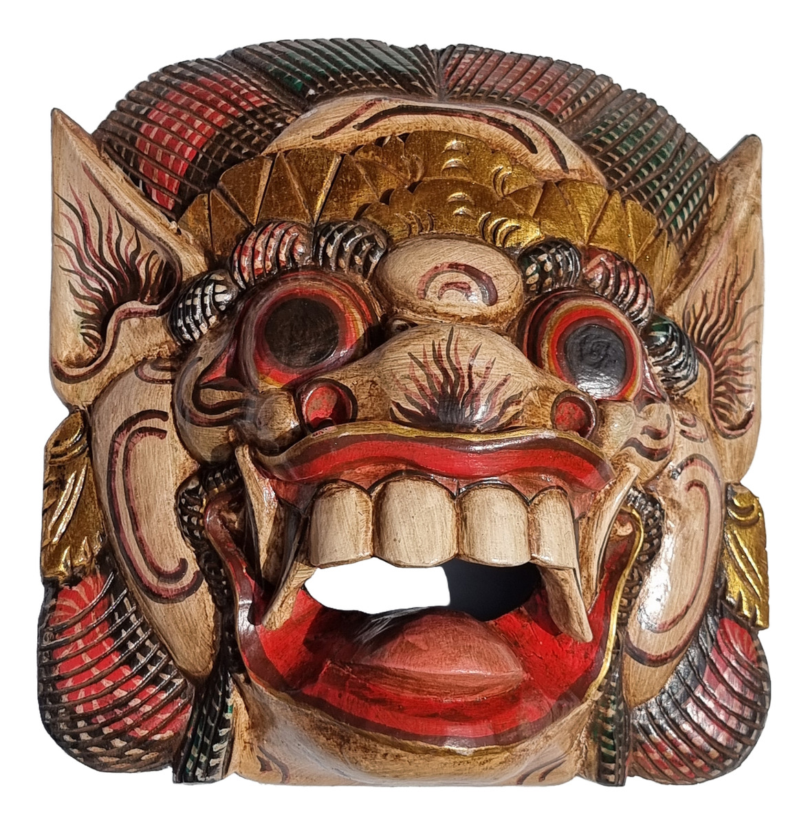 Mascara Barong Madera Bali Hindu Proteccion Energia + 35cm - Imagen 10