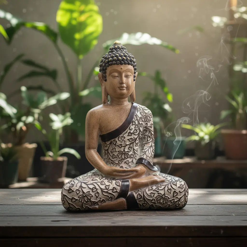 Buda Hindú Meditando Resina Meditando Deco Interior 36cm - Imagen 2