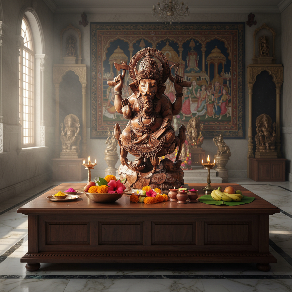 Ganesha Tallado Madera Teka 70 Cm Deco Hindú Escultura - Imagen 5