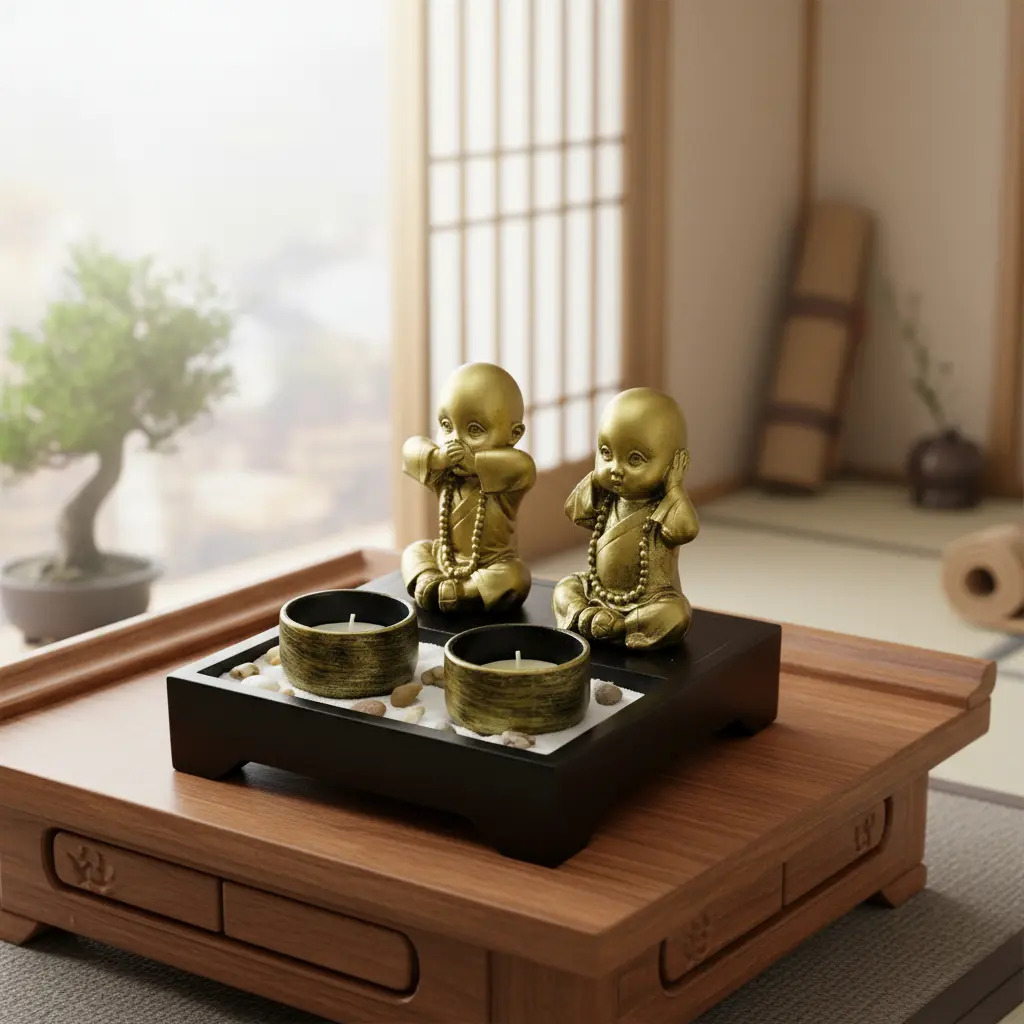Jardín Zen 2 Niños Buda Feng Shui Deco Meditación Armonía - Imagen 9