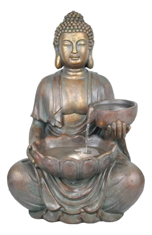 Fuentes De Agua Buda En Loto Deco Moderno Feng Shui 80cm
