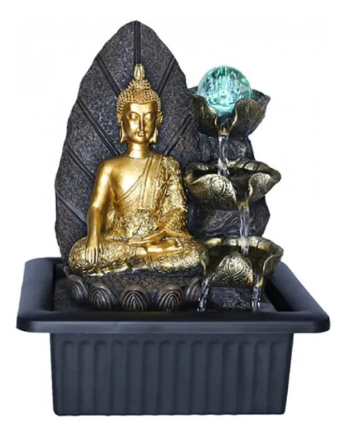 Fuente De Agua Mediana Buda Thai Cascada Esfera Luz 25cm