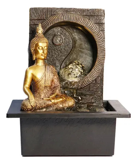 Fuente De Agua Buda Yin Yang Esfera Cascada Mediana 26cm