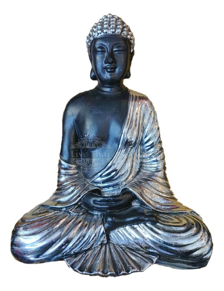 Buda Hindu Meditando Cromado Deco Zen Interior - Imagen 3