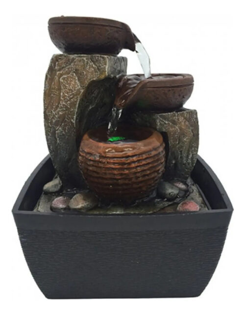 Fuente De Agua Chica Minimalista Cantaros Paz Luz Led Oferta