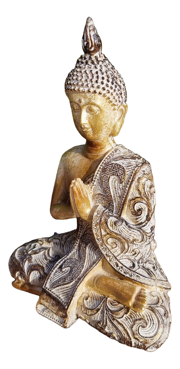 Buda Hindú Meditando Meditando Dorado Con Relieve Deco 21cm - Imagen 24