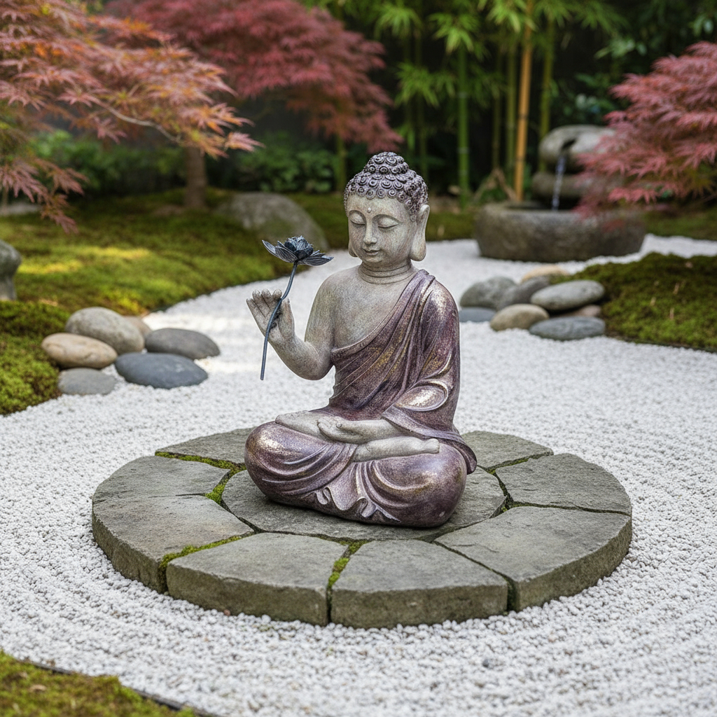 Buda Meditando Loto Estatua Sentado Deco Zen 46cm - Imagen 2