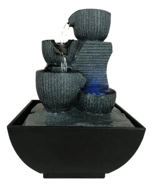 Fuente De Agua Chica Minimalista Cascada Luz Led Oferta