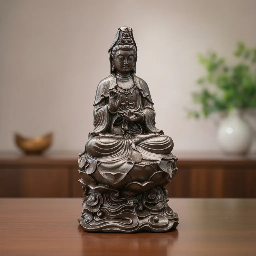 Kuan Yin Kwan Sabiduria Meditando Bendicion Paz Armonia 32cm - Imagen 14