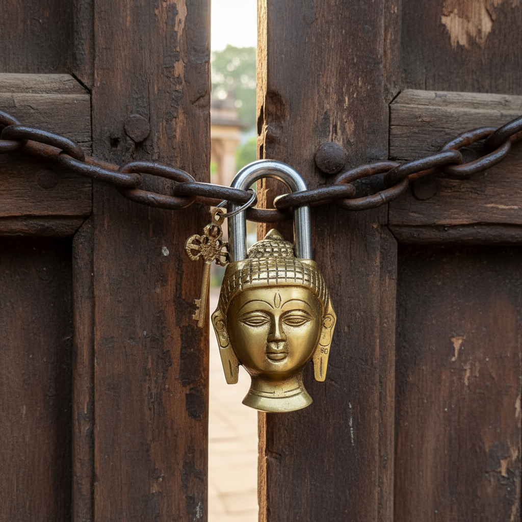Candado Bronce Solido Buda Importado Nepal Funciona! - Imagen 5