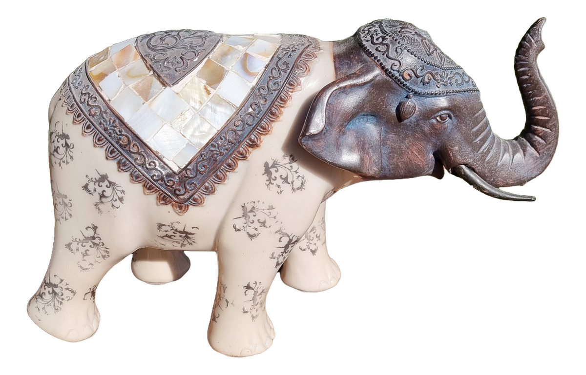 Elefante Sabiduría Longevidad Parado Nacar Deco 32cm - Imagen 5