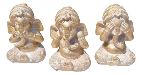 Set Ganesh Sabios Meditando Estatua Ciego Sordo Mudo 11cm