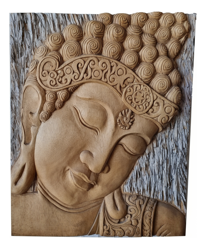 Cuadro De Buda Talla De Madera Bali 50 X 60cm Relieve - Imagen 6