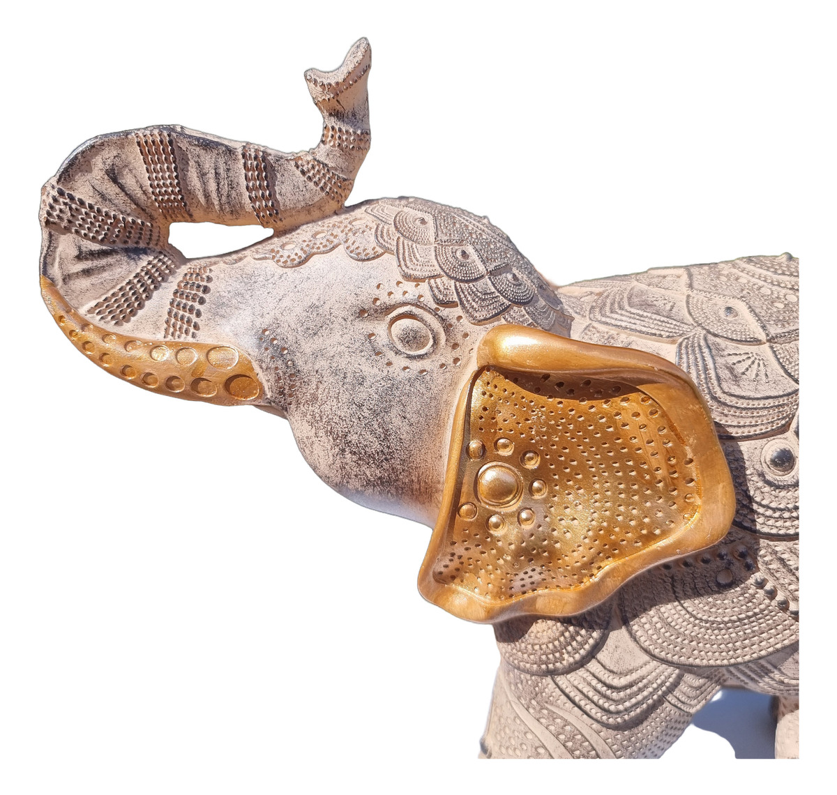 Elefante Sabiduría Longevidad Parado Espejos Gris Deco 28cm - Imagen 7