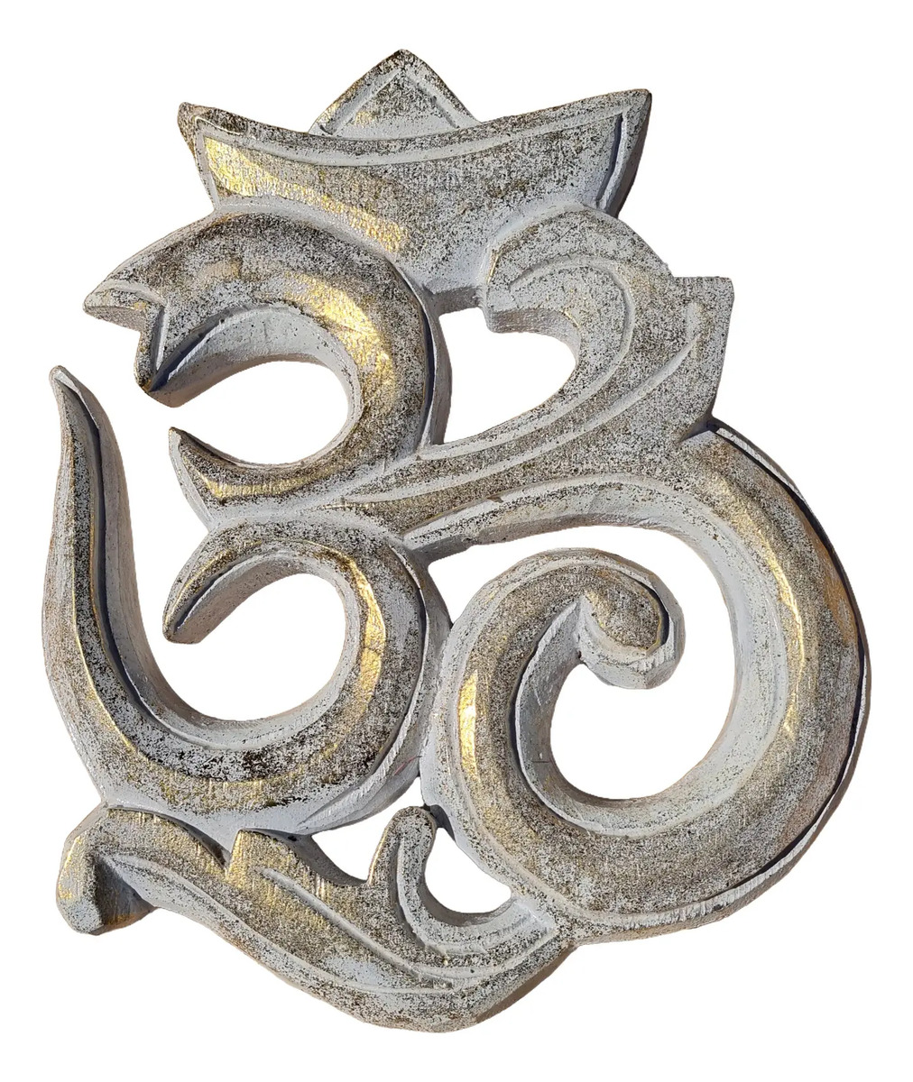 Cuadro Cartel Grueso Om Tallado Calado Hindu Bali 28cm