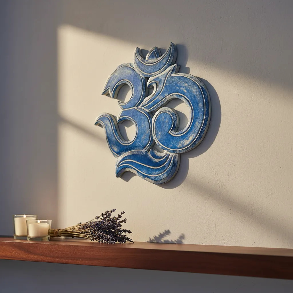 Cuadro Cartel Om Tallado Calado Decoración Hindu 30cm - Imagen 3