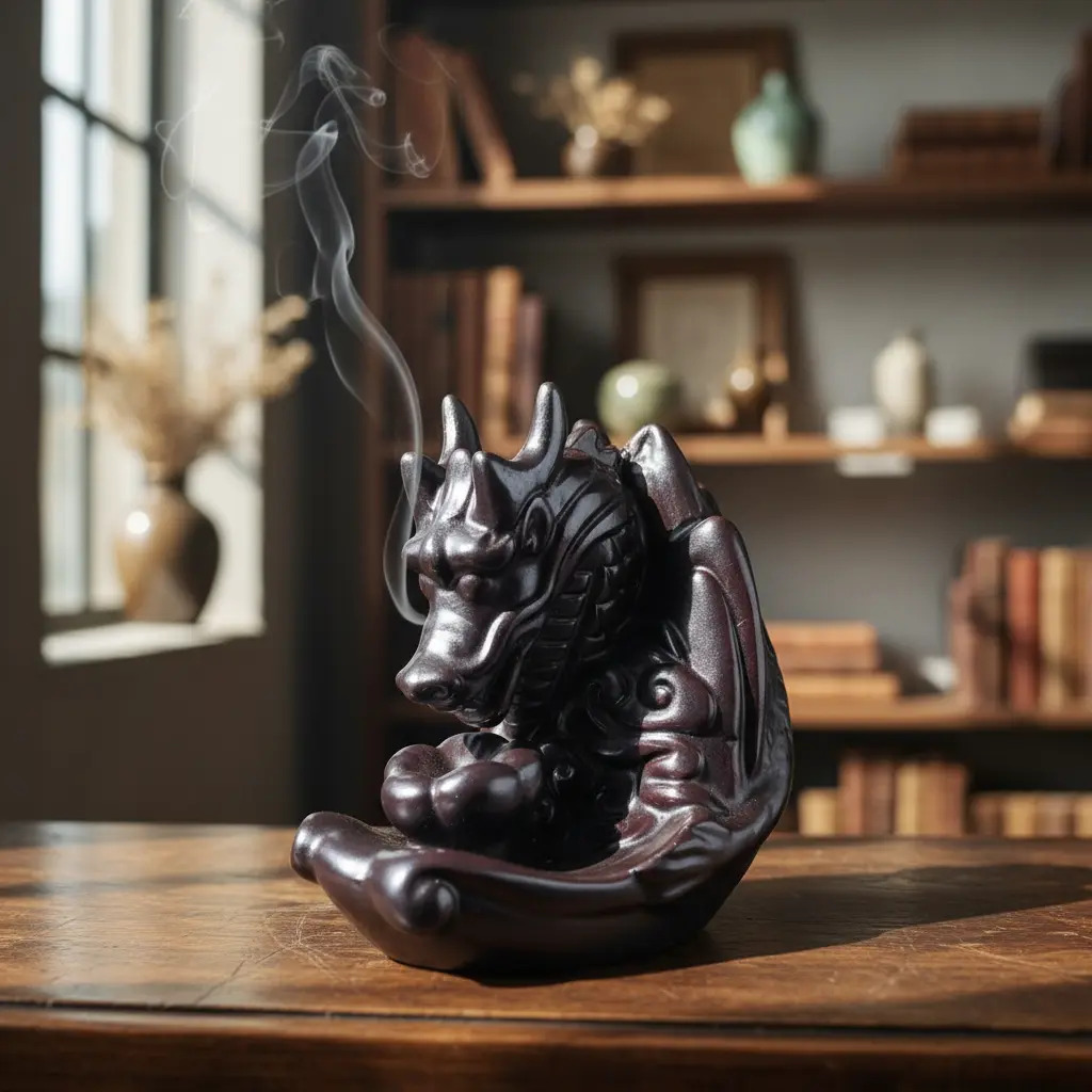Porta Cono Fuente Humo Cascada Dragon Ceramica 11 Cm Zen - Imagen 7