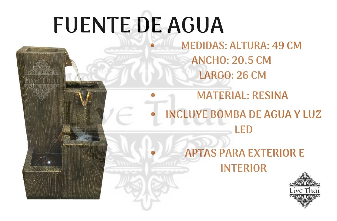 Fuente De Agua Grande Recta Caídas Cascada 49cm Oferta! - Imagen 2