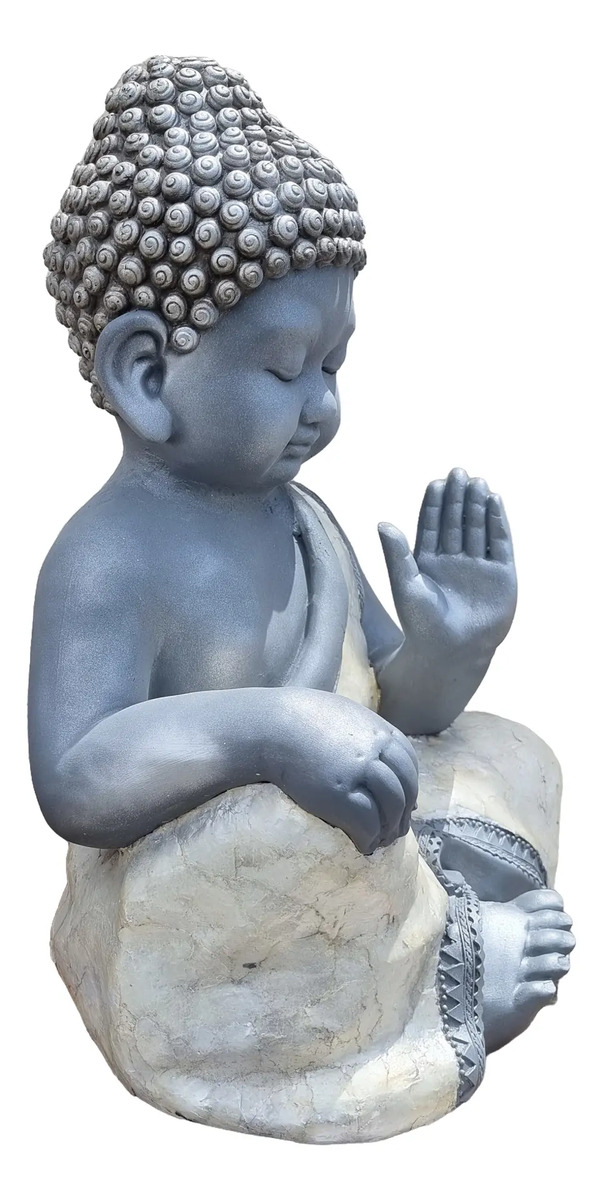 Buda Hindú Meditando Reposando Textura Nacar Brillos 64cm - Imagen 5