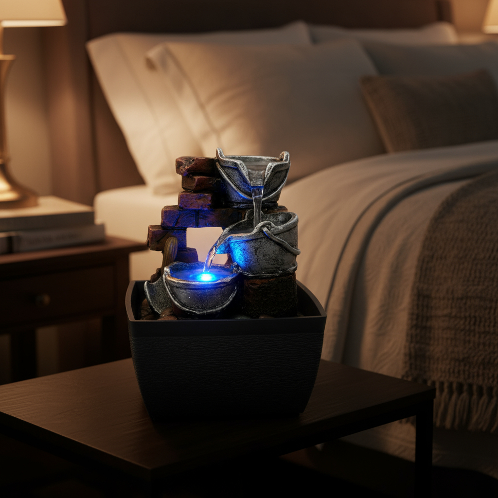 Fuente De Agua Chica Cascada Baldes Luz Led Oferta - Imagen 5