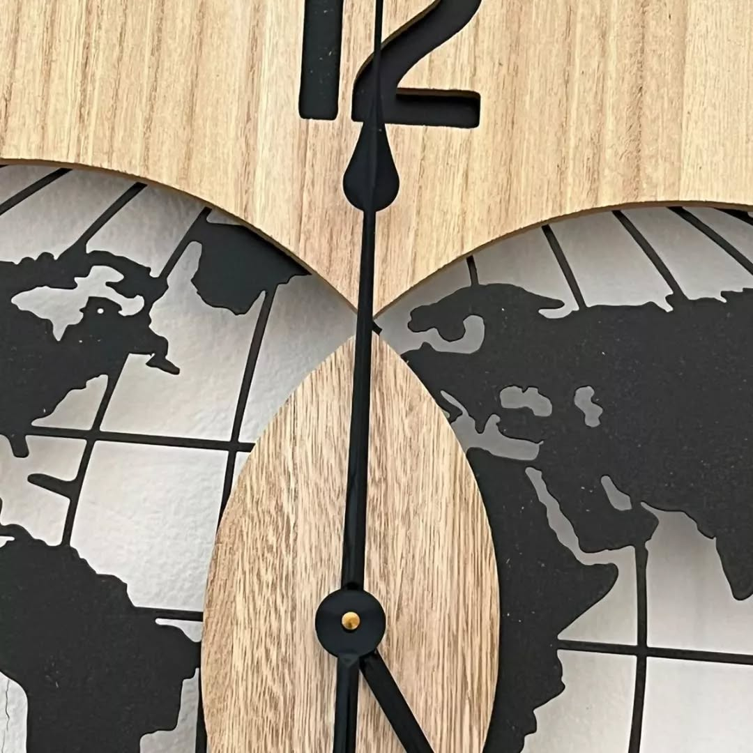 Reloj Analogico 60 Cm Mapa Mundo Doble Esfera Deco Hogar - Imagen 9