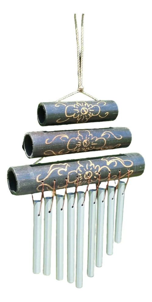 Llamador Angel Movil Importado Bali Bambu Cañas Metal 20cm