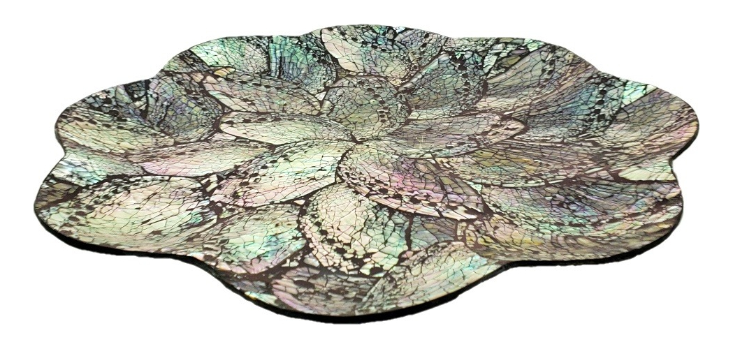 Bandeja Nacar Abalone Flor Centro De Mesa Mar - Imagen 3