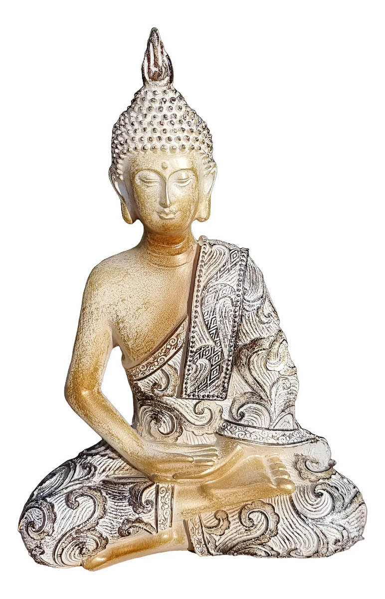 Buda Hindú Meditando Meditando Dorado Con Relieve Deco 21cm - Imagen 21