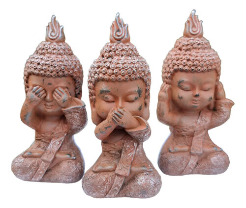 Set Budas Sabios Meditando Estatua Ciego Sordo Mudo 13cm