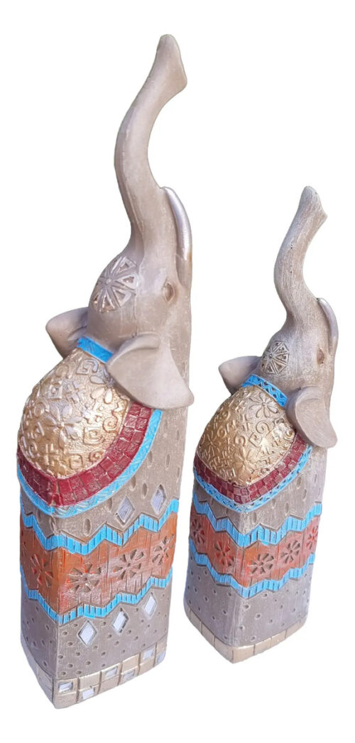 Set De Elefantes Sabiduría Longevidad Parados Deco 26cm