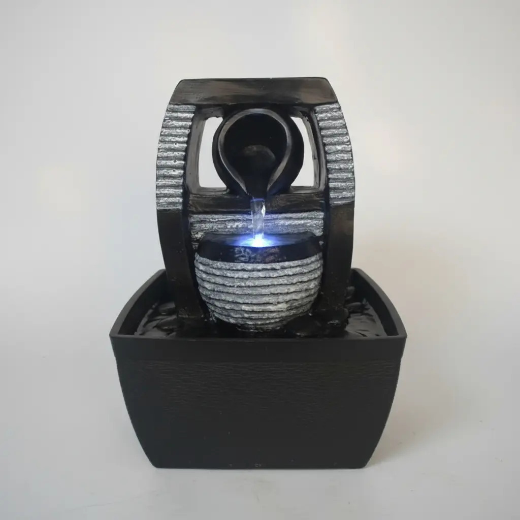Fuente De Agua Chica Cuenco Negra Cascada Luz Led Oferta - Imagen 4