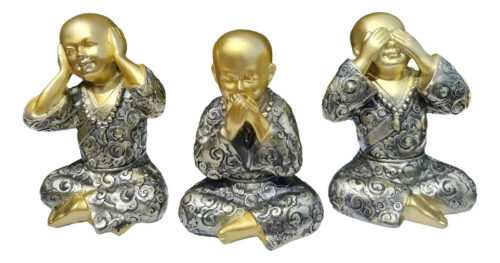 Set Budas Sabios Bebes Meditando Ciego Sordo Mudo 14cm