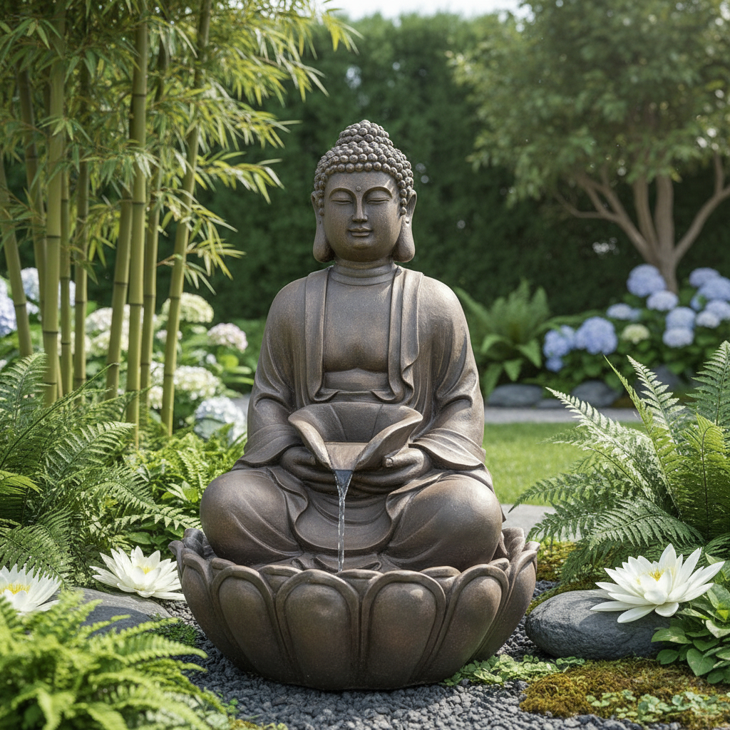 Fuente De Agua Gigante 90cm Buda Deco Budismo Zen Cascada - Imagen 8