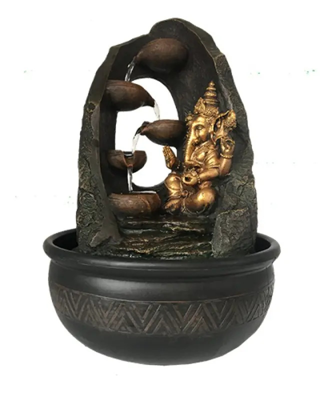 Fuente De Agua Meditacion Ganesh Cascada Grande Luz 39cm