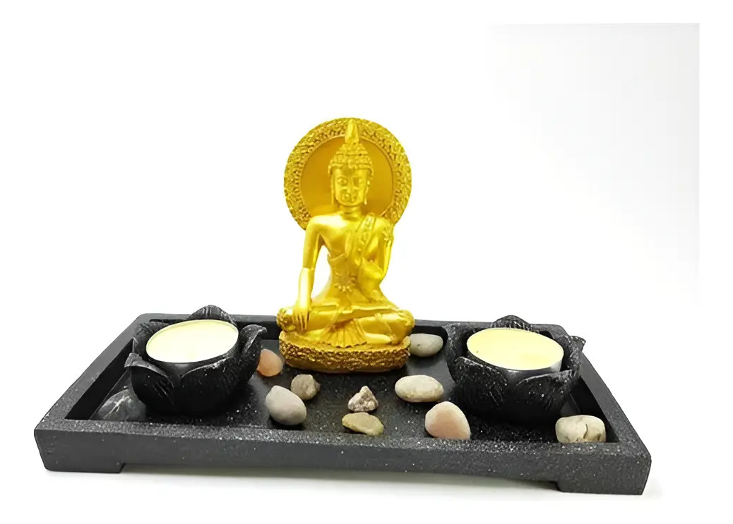 Jardín Zen Buda Aura Feng Shui Velas Meditación Armonía