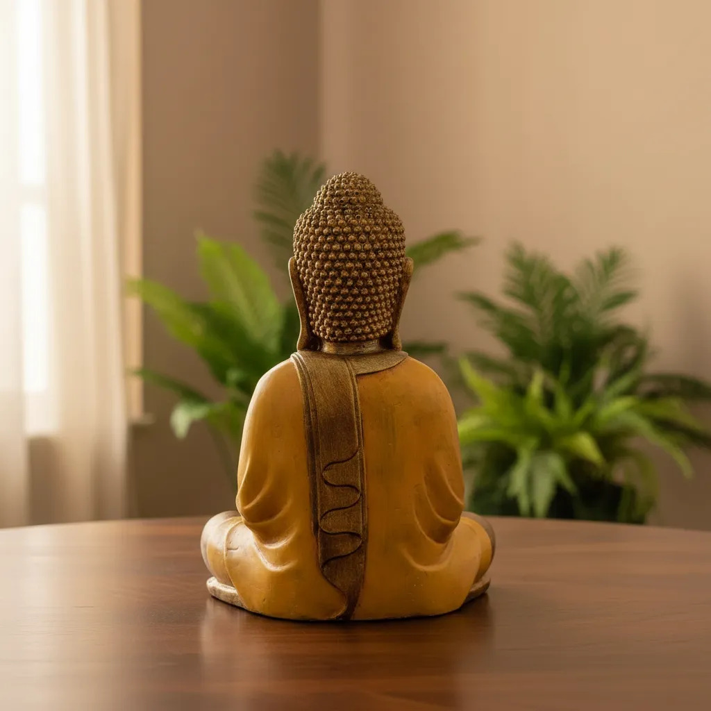 Buda Hindu Reposando Meditando Dorado Con Relieve Deco 30cm - Imagen 4