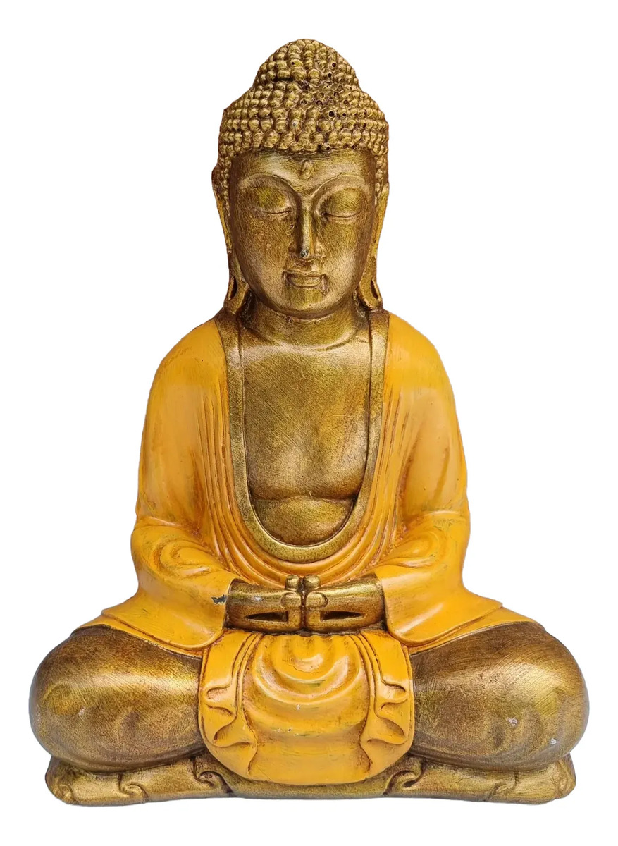 Buda Hindu Reposando Meditando Dorado Con Relieve Deco 30cm