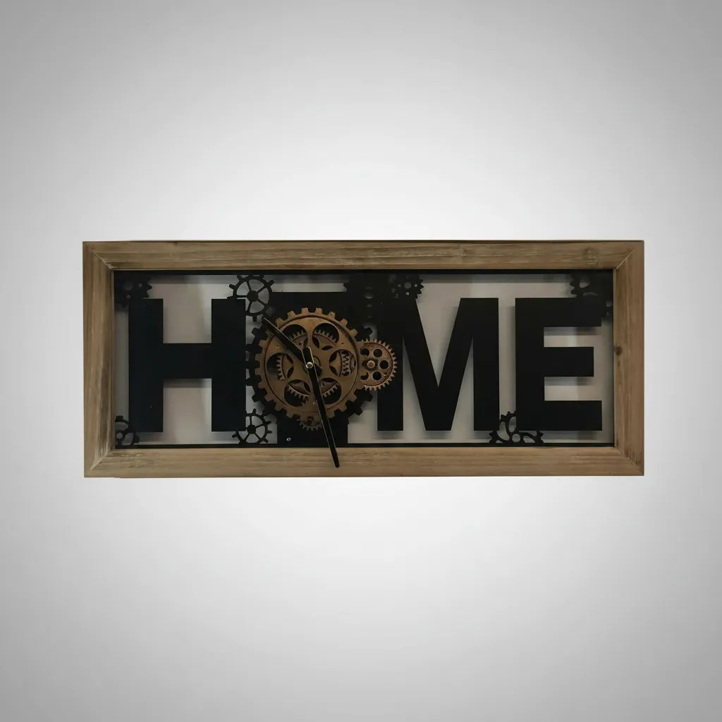 Reloj De Pared Home Negro Engranajes Deco Hogar Vintage 60cm - Imagen 6
